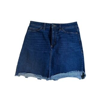 Universal‎ Thread Denim Mini Skirt Frayed Hem Dark Wash Denim Womens Size 4/27